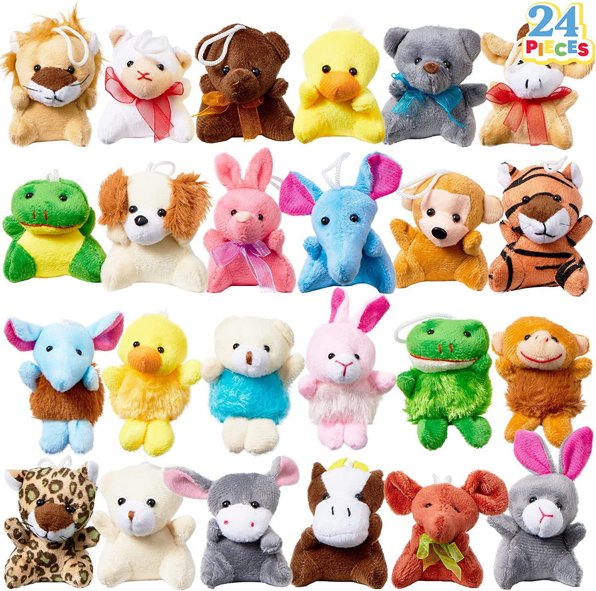 JOYIN 24 Pack Mini Animal Plush Toys, 3 Inch Assorted Stuffed Animals Party Favors - plush